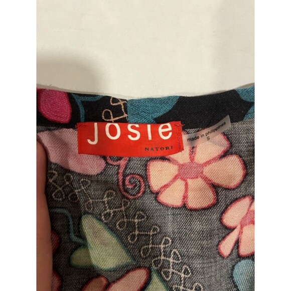 Josie Natori Multicolor Artsy Fringe Belted Short Kimono Coverup Robe Small - Picture 5 of 11